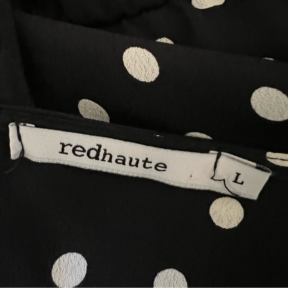 Red Haute Black White Polka Dot Ruffle Wrap Dress - Picture 8 of 9